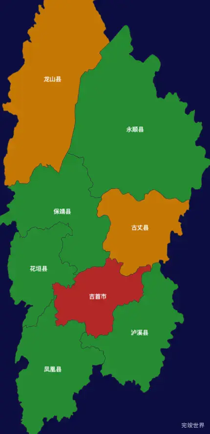 echarts湘西土家族苗族自治州地区地图geoJson数据